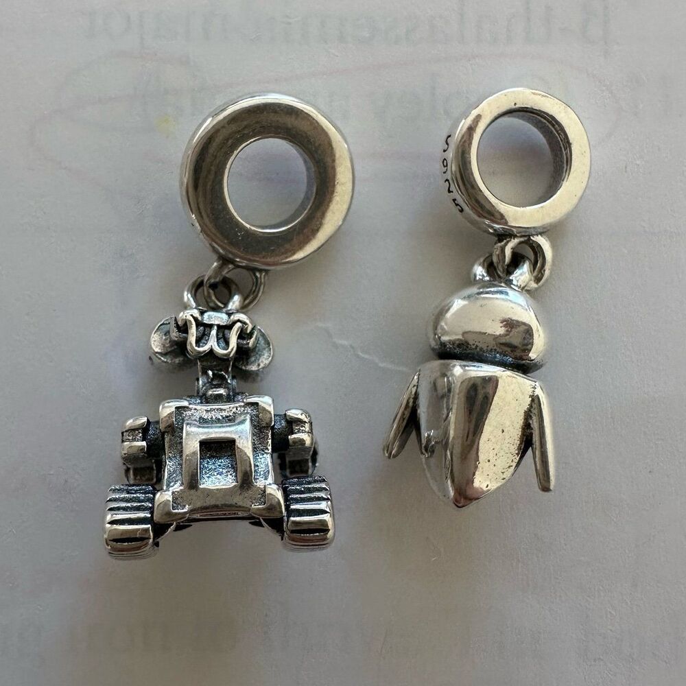 2 NWOT Wall-E & Eva Pixar x Pandora FIT Silver Charms - Picture 3 of 12